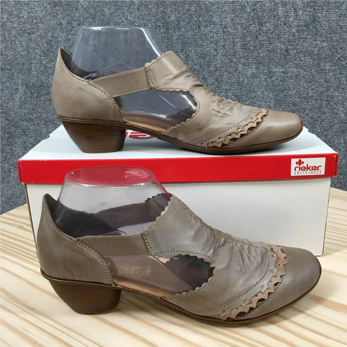 Rieker Antistress Shoes Womens 37 Mirjam Low Heels Mary Jane Slip Ons Beige