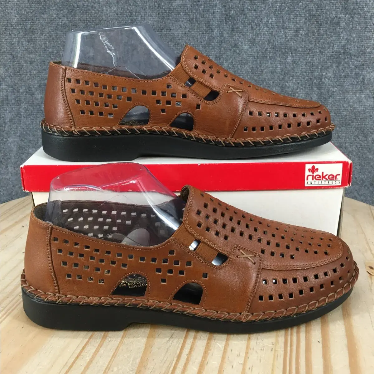 Rieker Antistress Susan Loafer Shoes Womens 41 Perforated Casual Leather Brown N