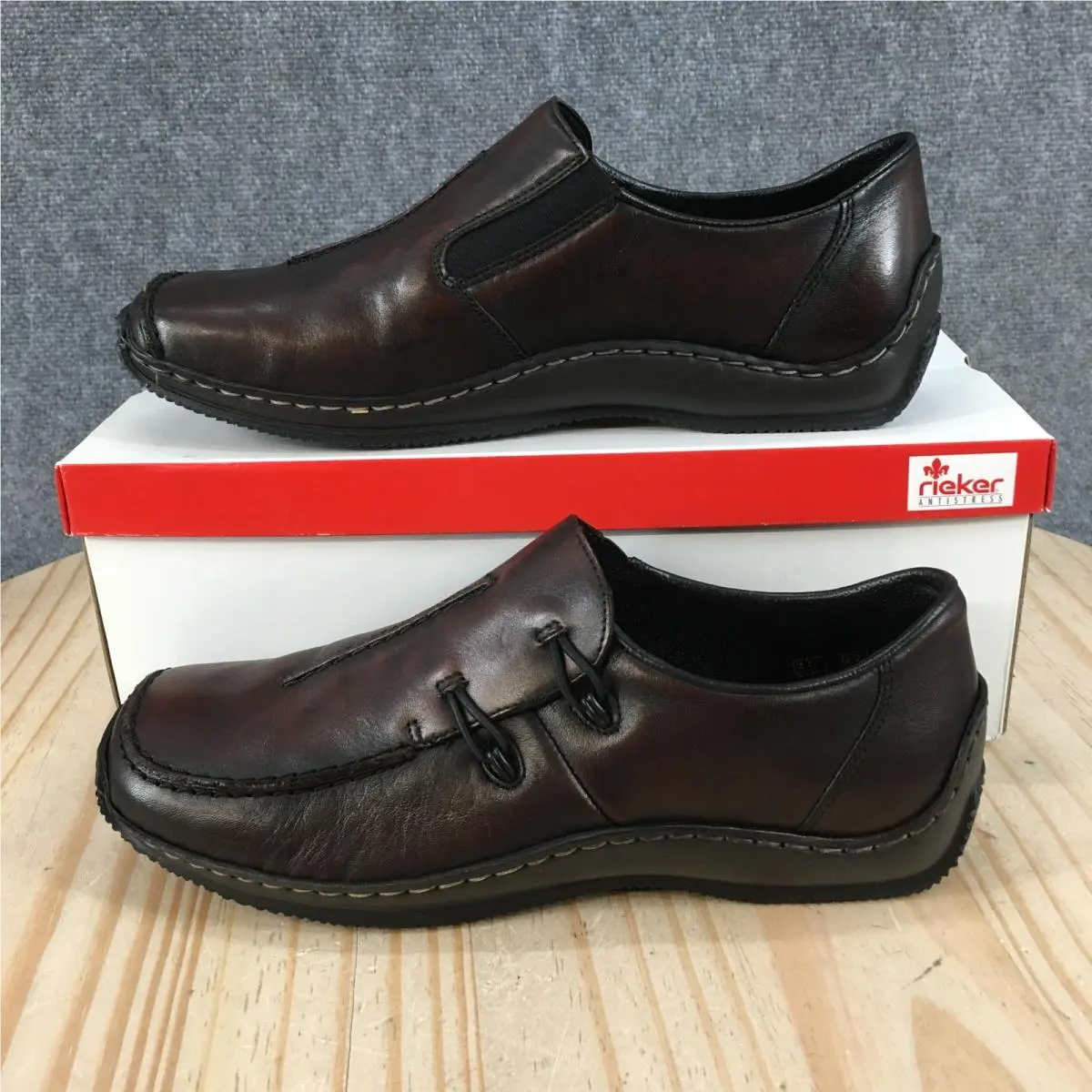 Rieker Antistress Shoes Womens 39 Celia Slip On Flat Loafers Brown Leather