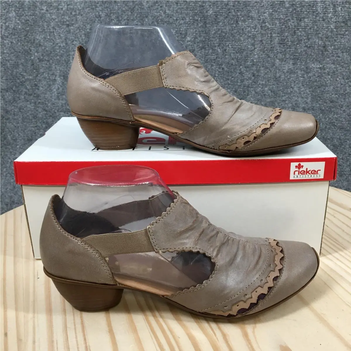 Rieker Antistress Shoes Womens 37 Mirjam Low Heels Mary Jane Slip Ons Beige