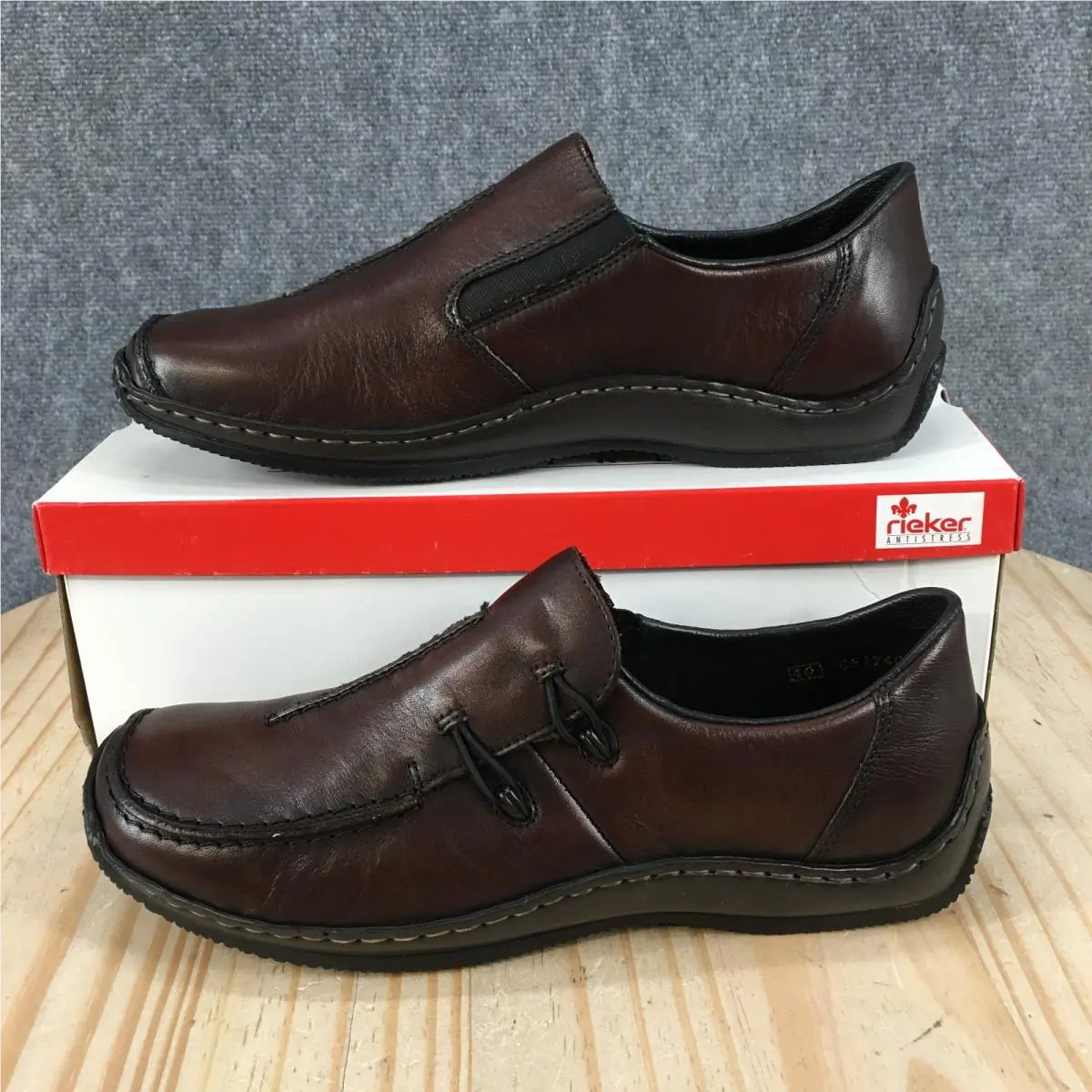 Rieker Antistress Shoes Womens 40 Celia Slip On Flat Loafers Brown Leather