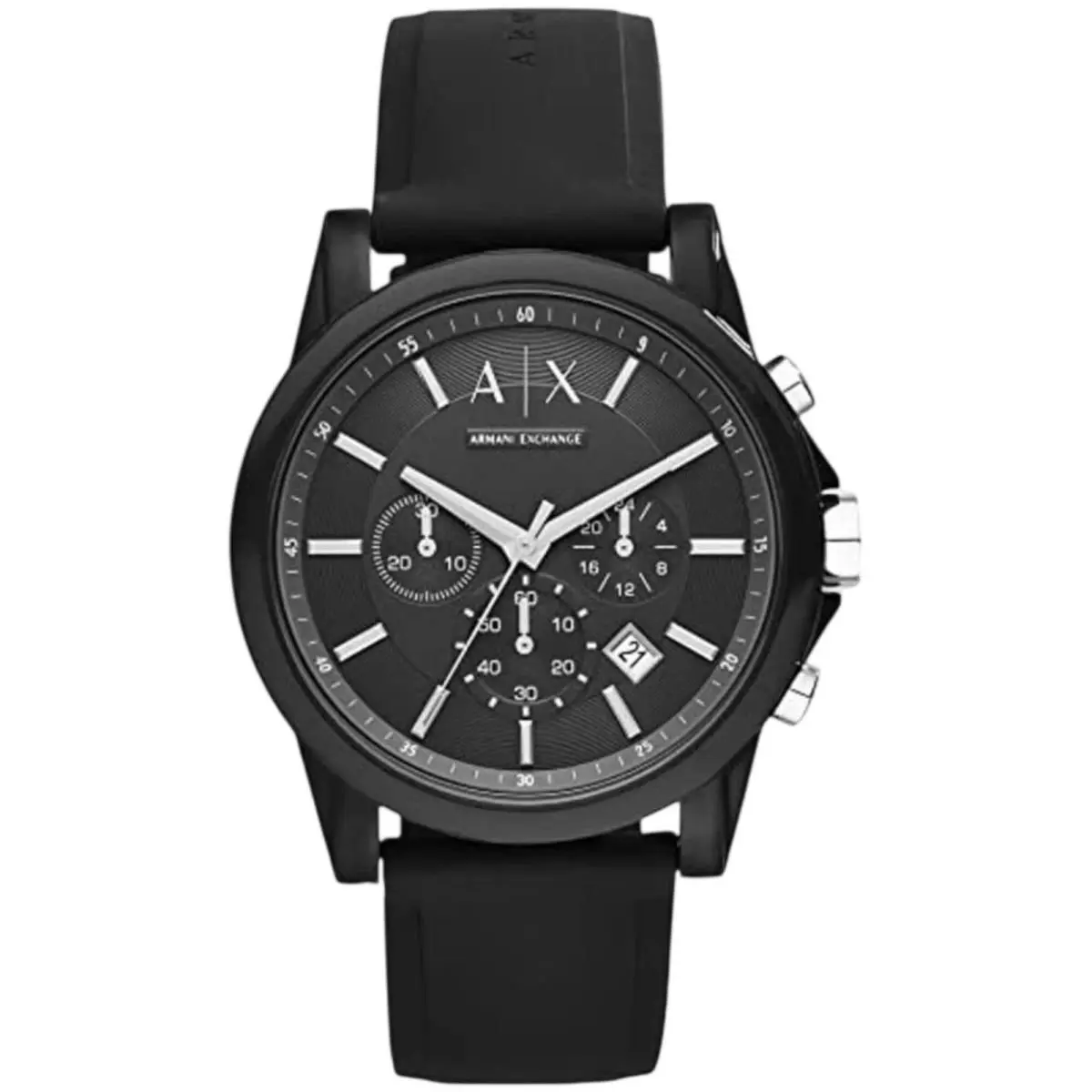 Men`s Watch Outerbanks Chrono Black Dial Silicone Strap AX1326 by Armani Exchange