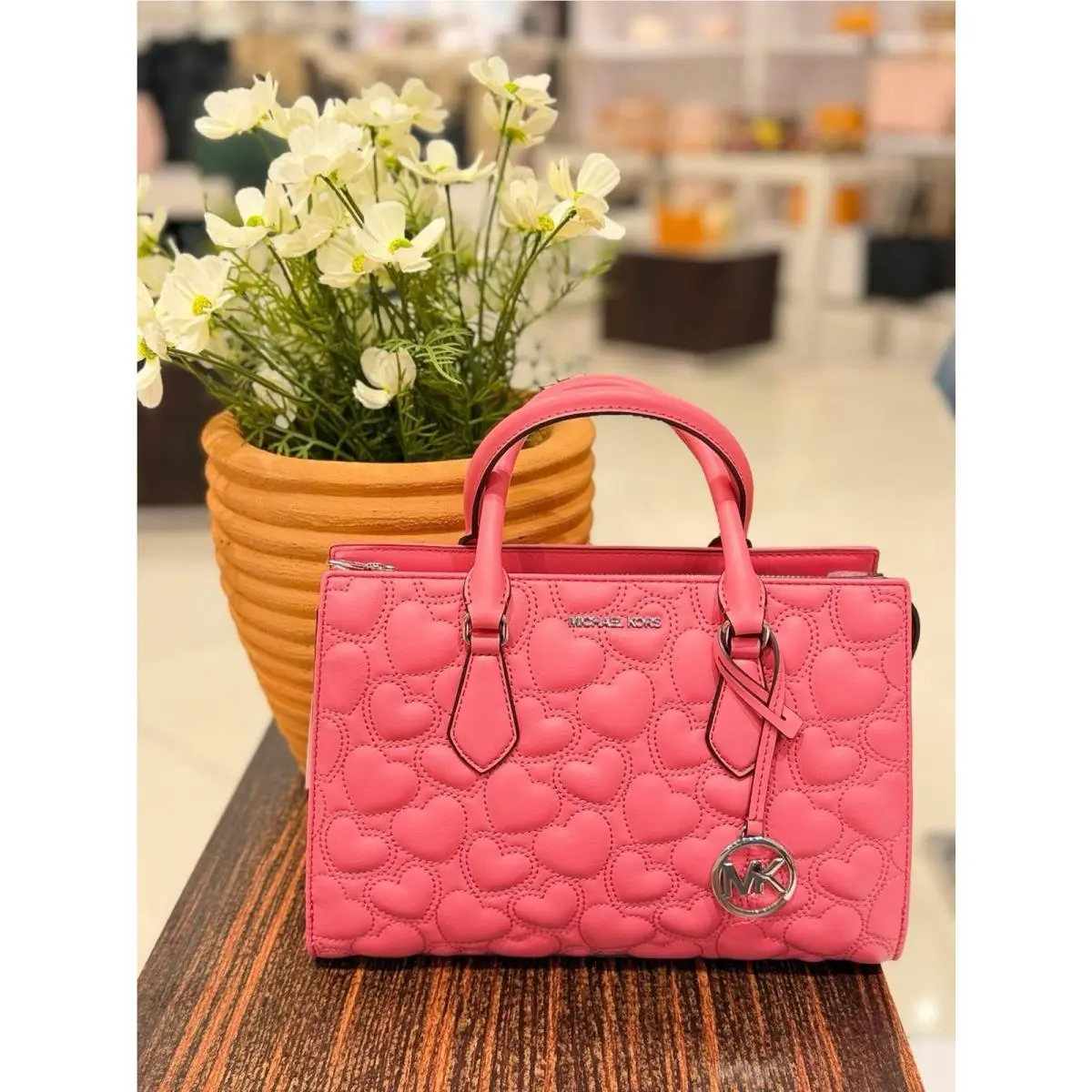 Michael Kors Sheila Medium Heart Embroidered Satchel