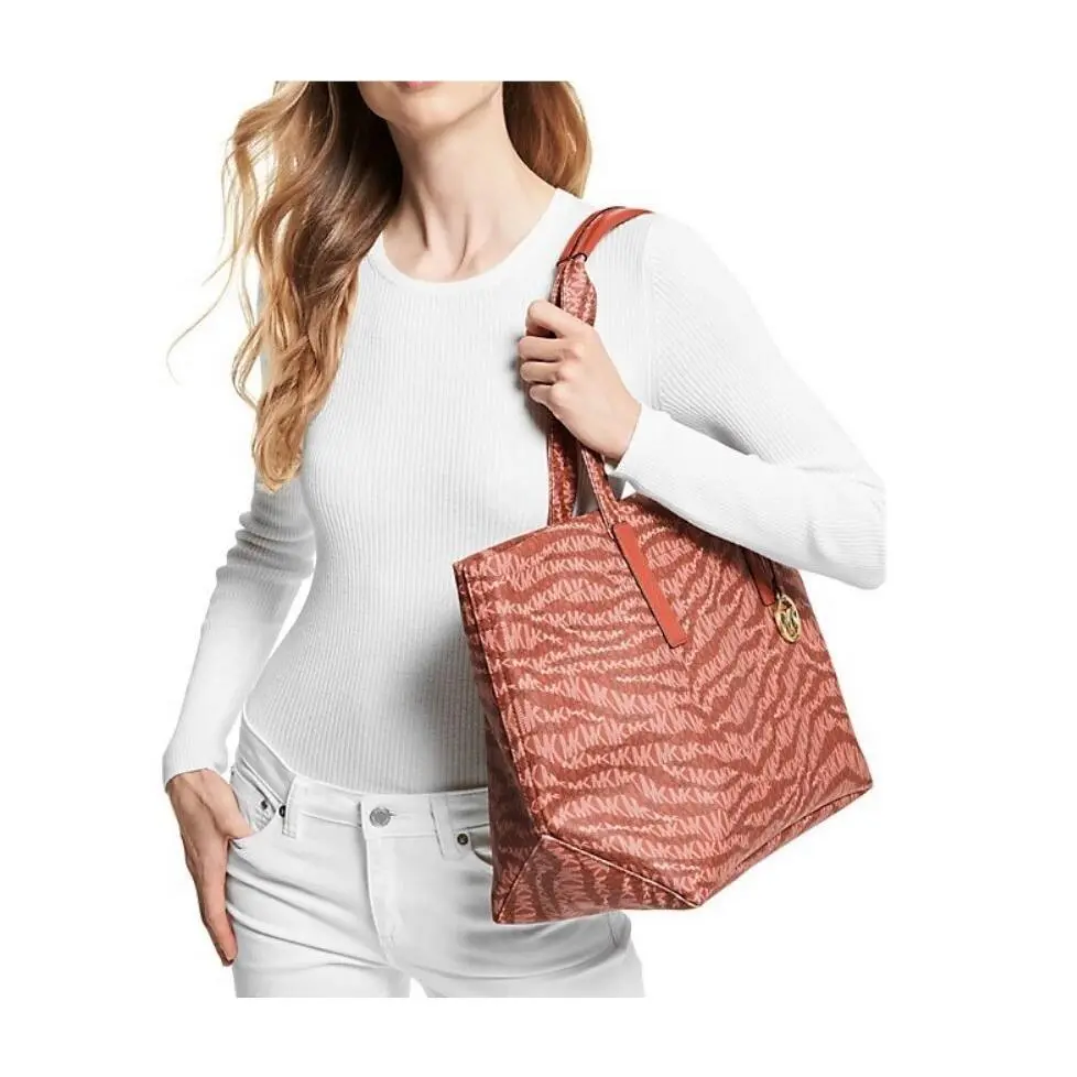 Michael Kors The Michael Bag Logo Print Women`s Large Tote Bag in Deep Orange