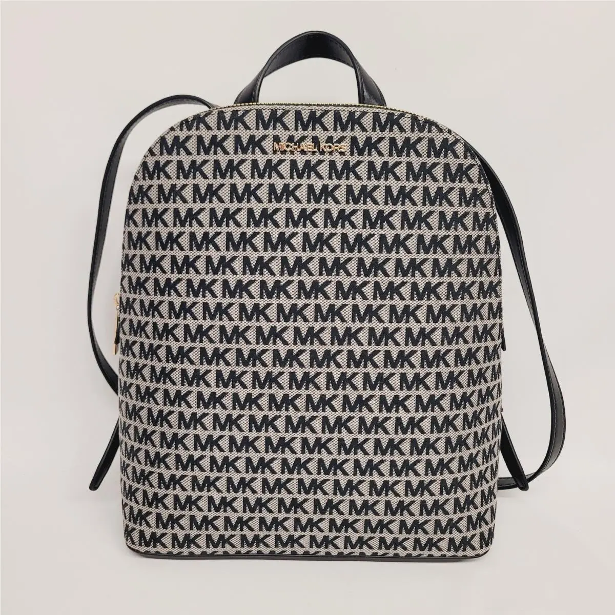 Michael Kors Cindy Logo Backpack Black Natural MK Signature Canvas