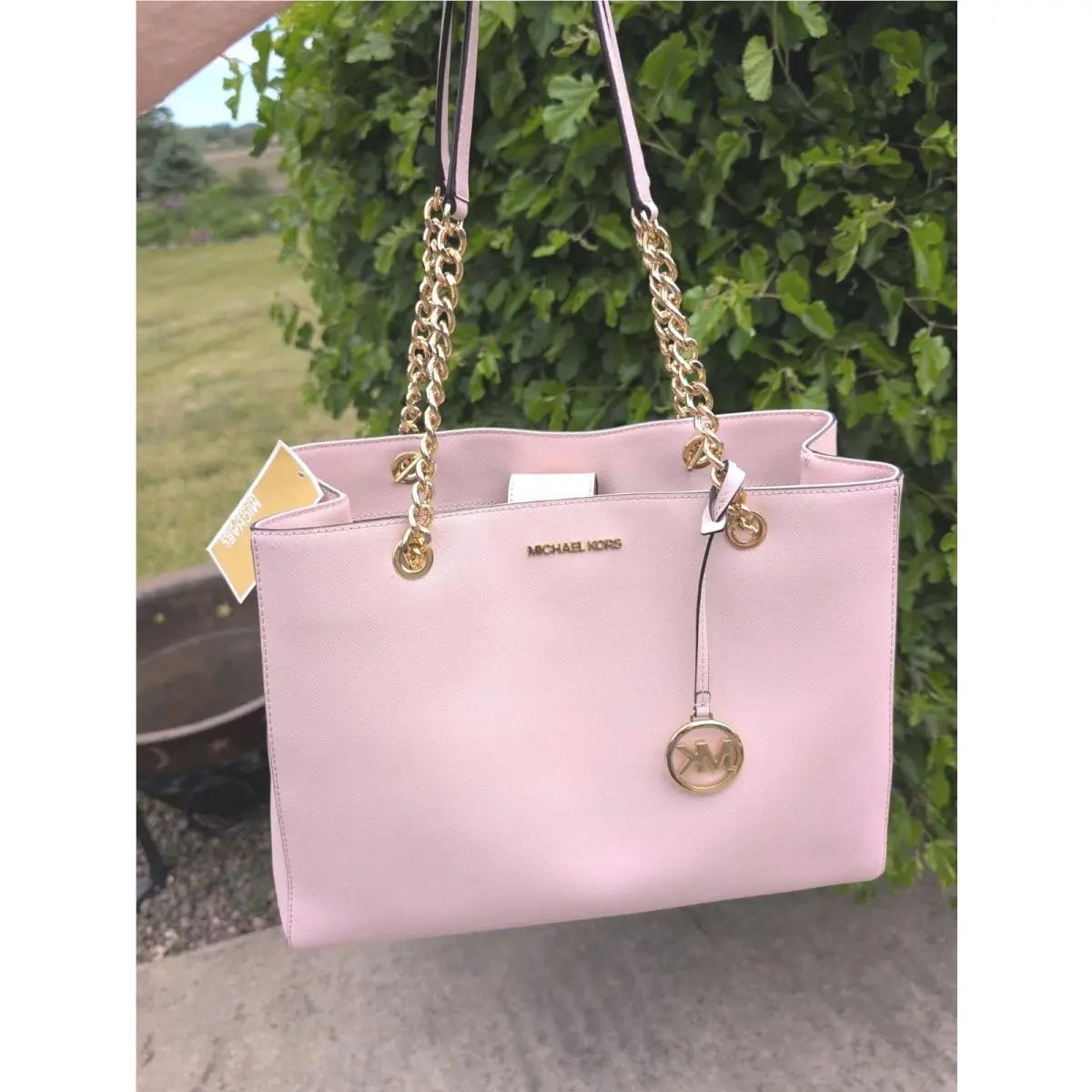 Michael Kors Susannah Large Tote Leather Shoulder Bag Powder Blush