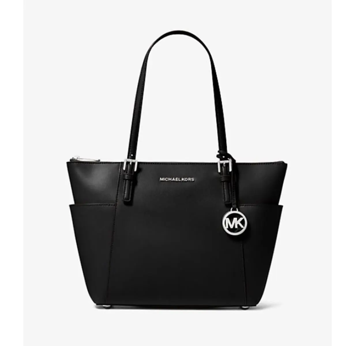 Michael Kors Jet Set Black Saffiano Leather Zip-top Tote 30F2STTT8L-001