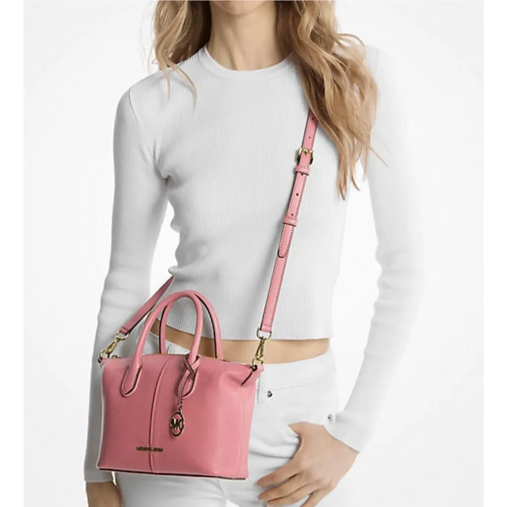 Michael Kors Hyde Small Pebbled Leather Satchel in Light Berry Sorbet