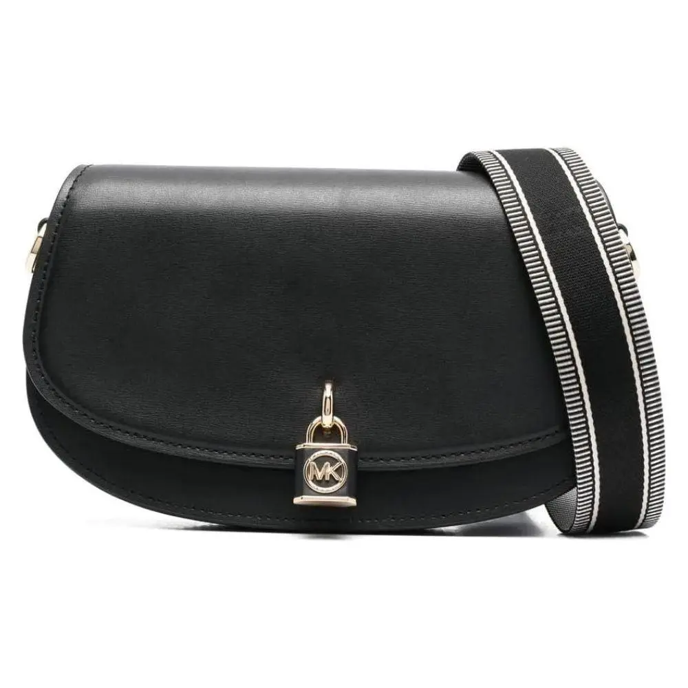 Michael Kors Women Mila-md Ew Sling Messenger Leather Bag 001-Black - Exterior: Black