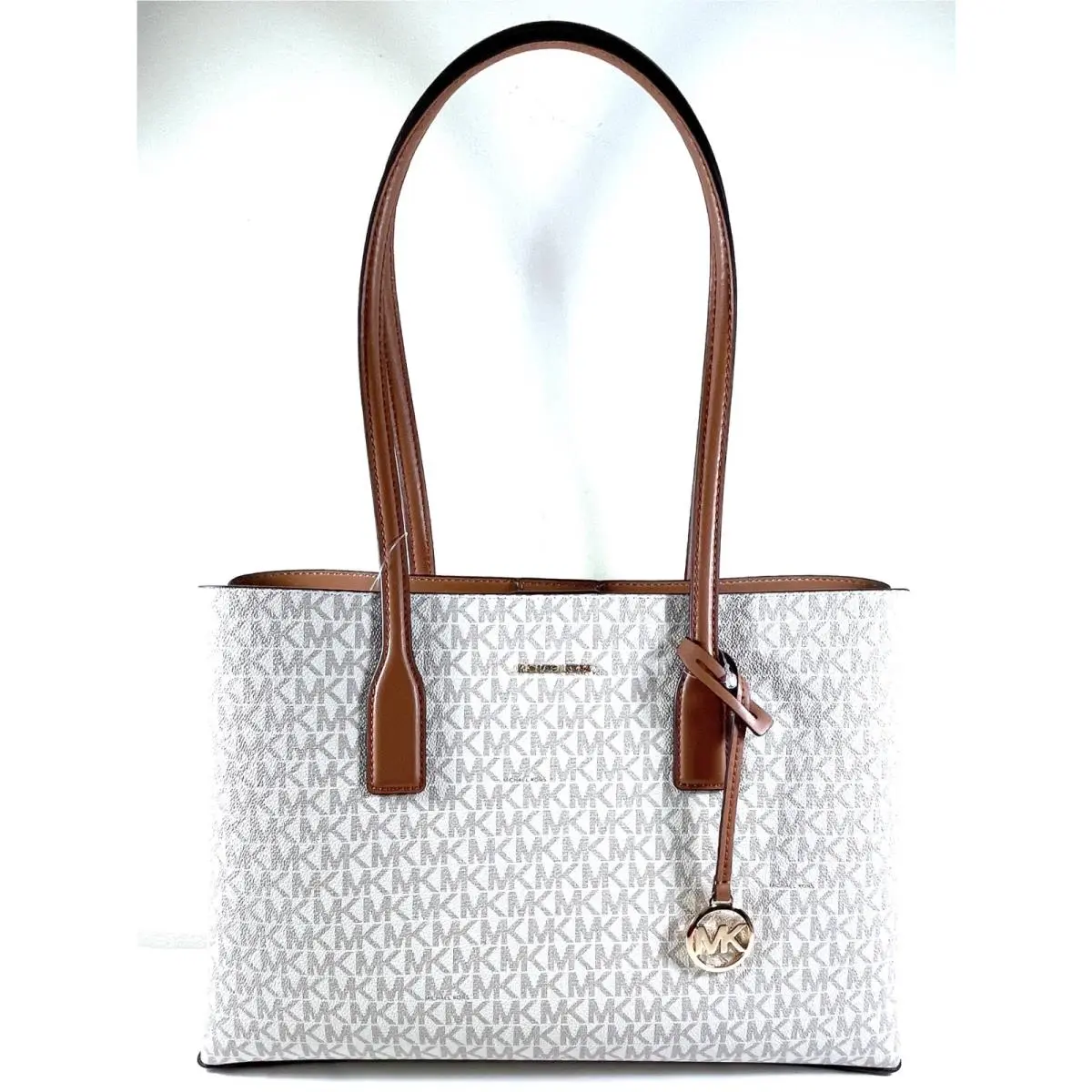Michael Kors Ruthie Medium MK Signature Vanilla Tote Shoulder Bag