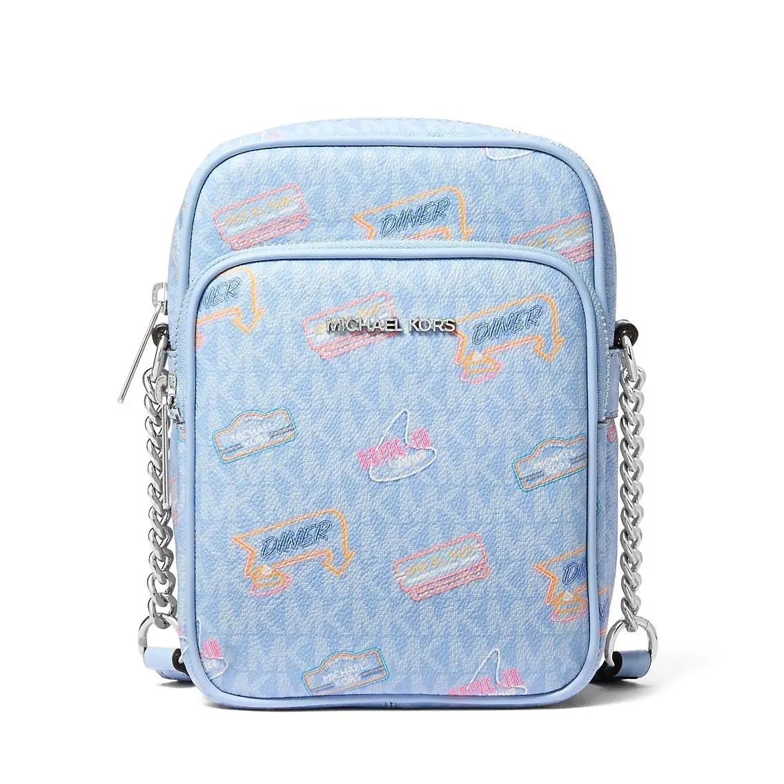 Michael Kors Small Signature Logo Crossbody Bag Pop Light Sky 35T5STVC2I