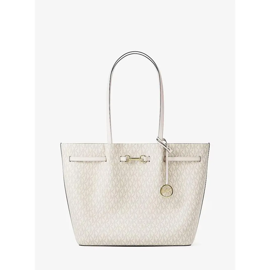 Michael Kors Carson Large Signature Logo Tote Bag Light Cream MK