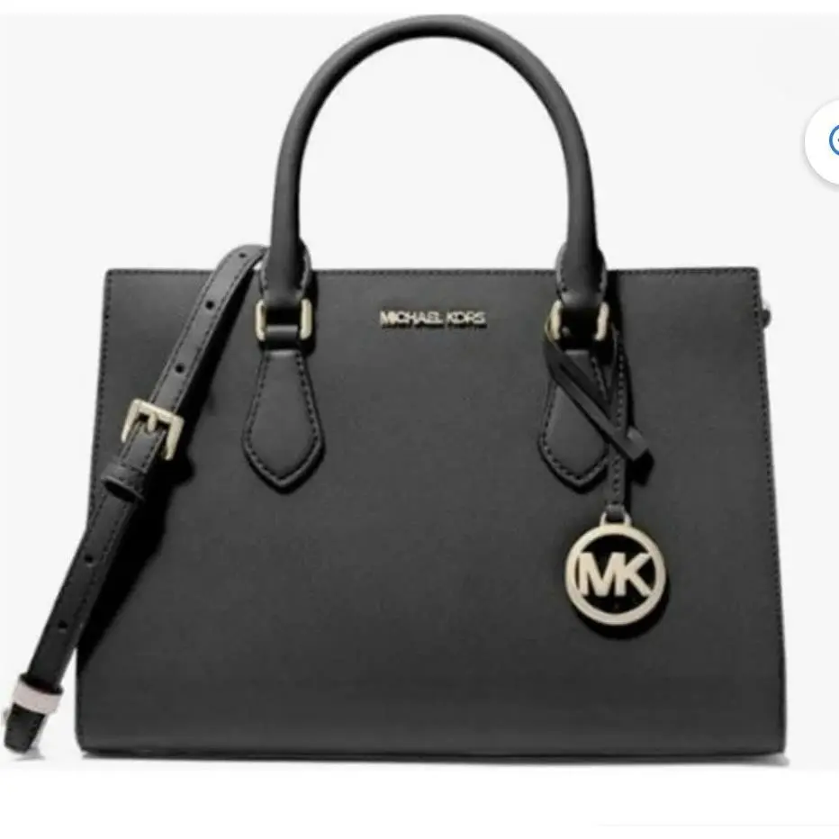 Michael Kors Sheila Medium Triple Compartment Satchel Shoulder Bag MK Black Gold