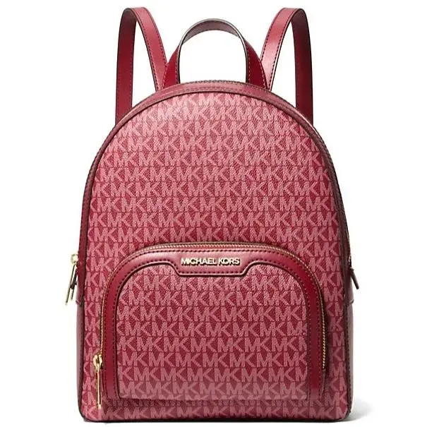 Michael Kors Jaycee Medium Zip Pocket Cherry Backpack 35F3G8TB6V Retail