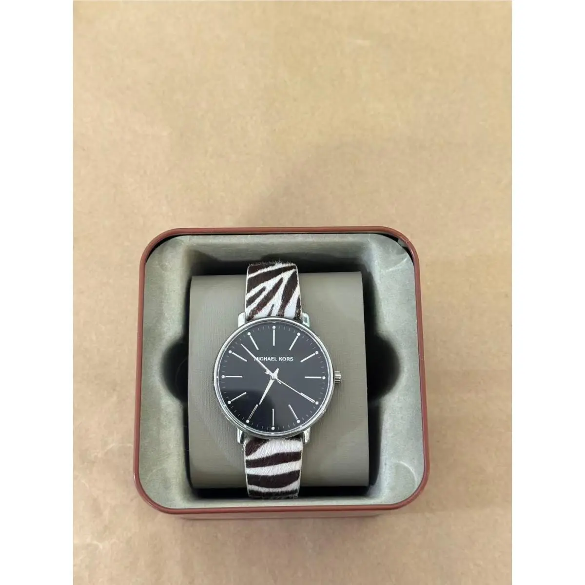 Michael Kors Women`s Pyper Black Dial Zebra Leather Watch MK2929