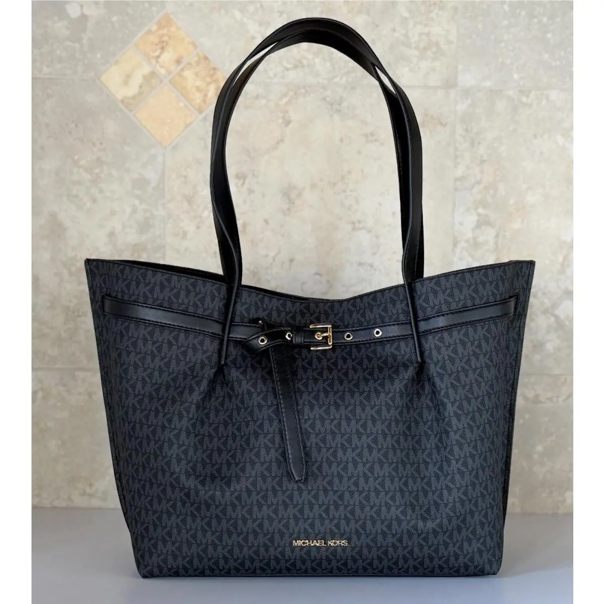Michael Kors Emilia Large East West Shoulder Tote Bag MK Black
