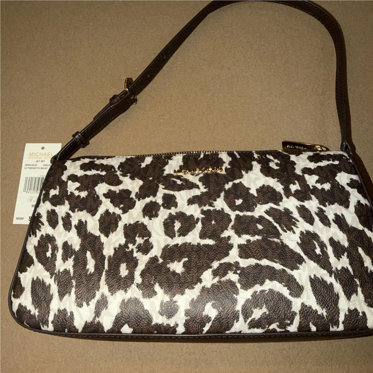 Michael Kors Jet Set Lrg Pouchette Shoulder Bag Animal Print