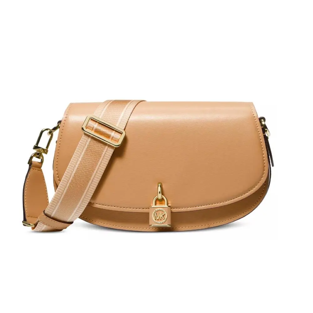Michael Kors Women Mila-md Ew Sling Messenger Leather Bag 174-Pale Peanut OS - Exterior: Brown