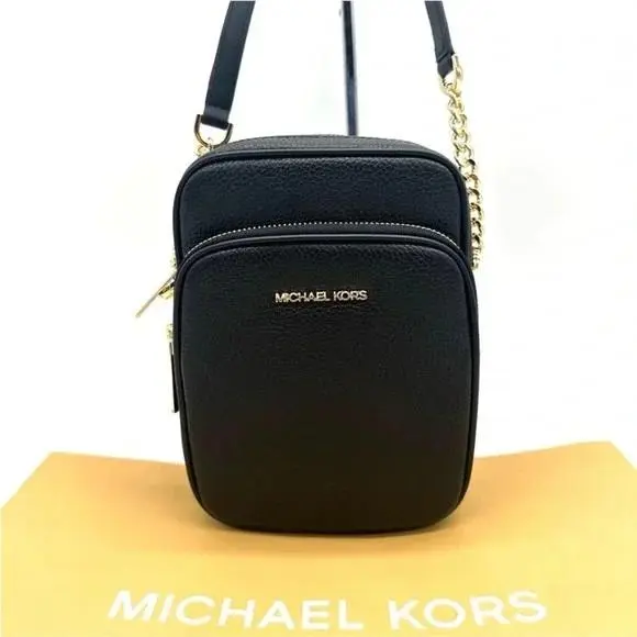Black/gold - Michael Kors Medium NS Chain Xbody Leather Bag