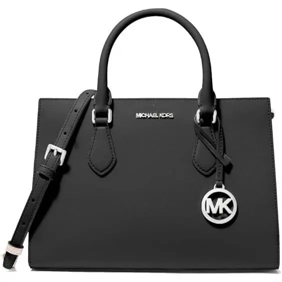 Michael Kors Sheila Medium Crossbody Satchel Shoulder Bag Black Leather