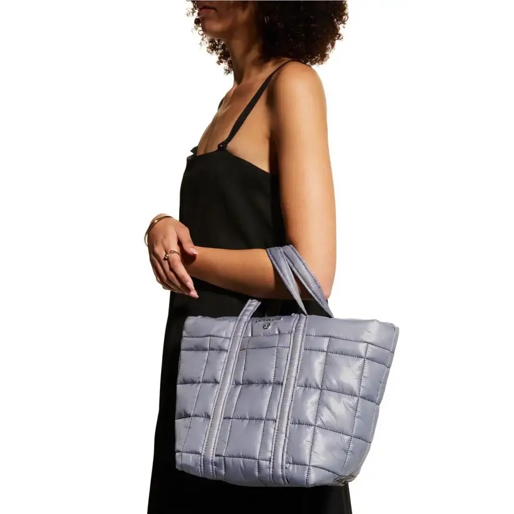 Michael Kors Stirling Small Quilted Recycled Nylon Grab Tote Heather Grey