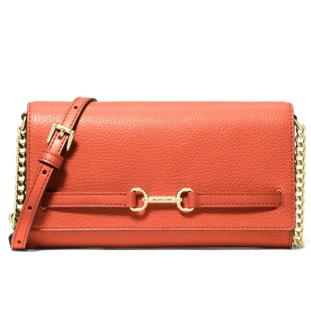 Michael Kors Carson Leather Convertible Crossbody Bag Red Clay 35S5G2ZC7L - Handle/Strap: Red Clay, Hardware: Gold, Exterior: Red Clay