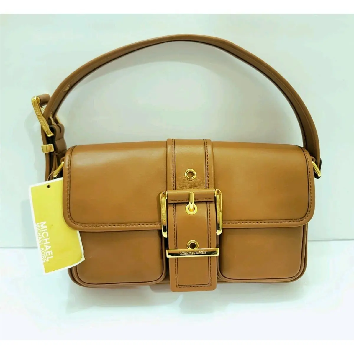 Michael Kors Colby Medium Luggage Leather Satchel Shoulder Bag Handbag