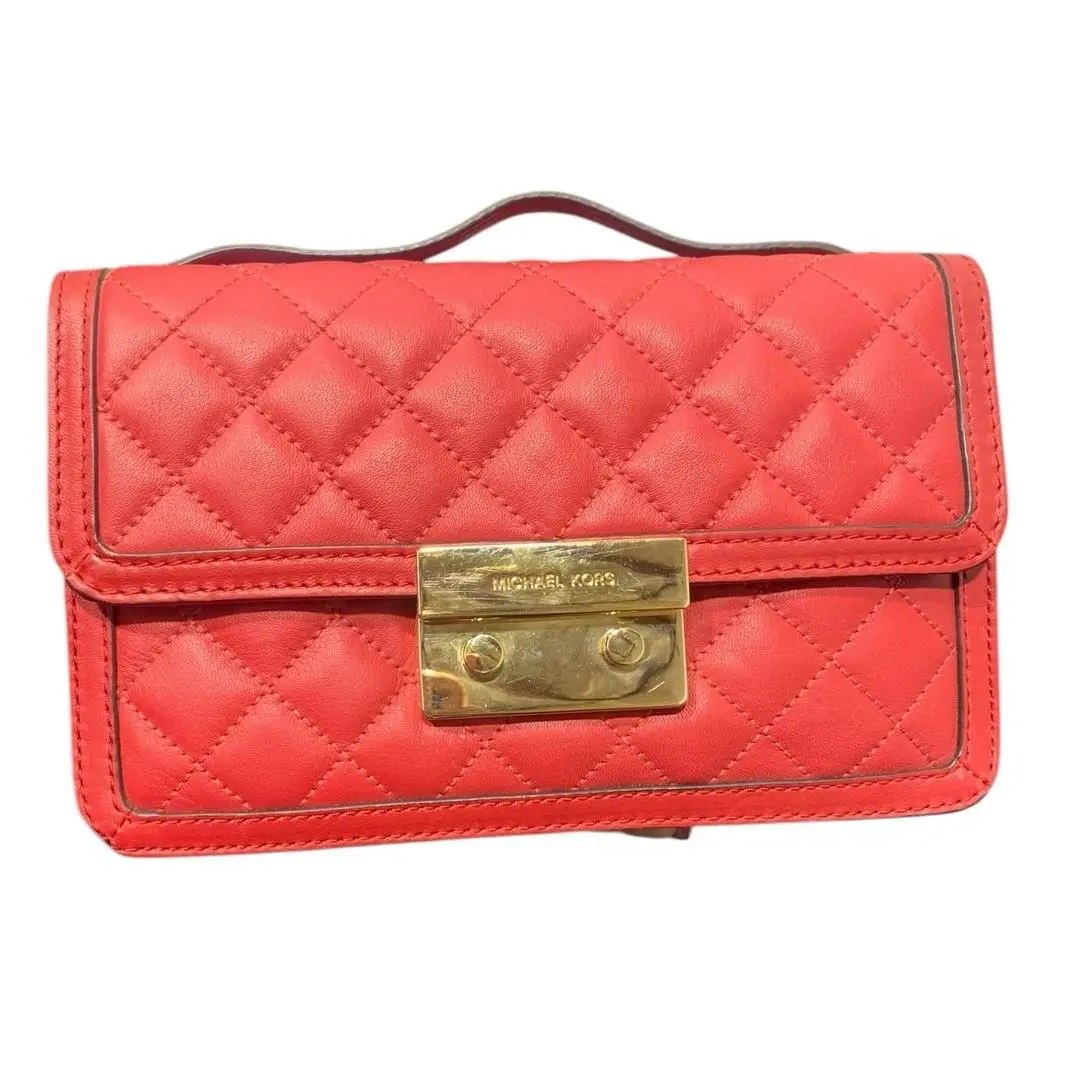 Kors Sloan Messenger Red and Gold Crossbody Bag - Exterior: Red