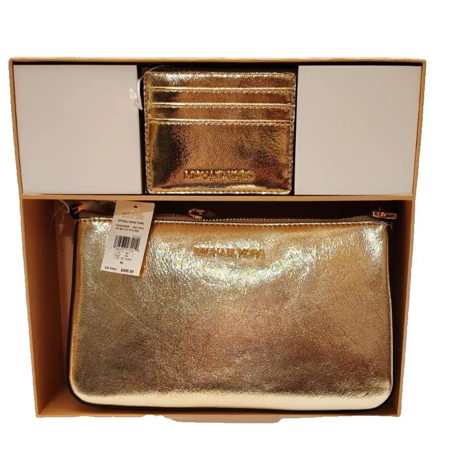 Michael Kors Ladies Giftable Boxed Item Card Wallet Bag Crossbody Messenger Gold