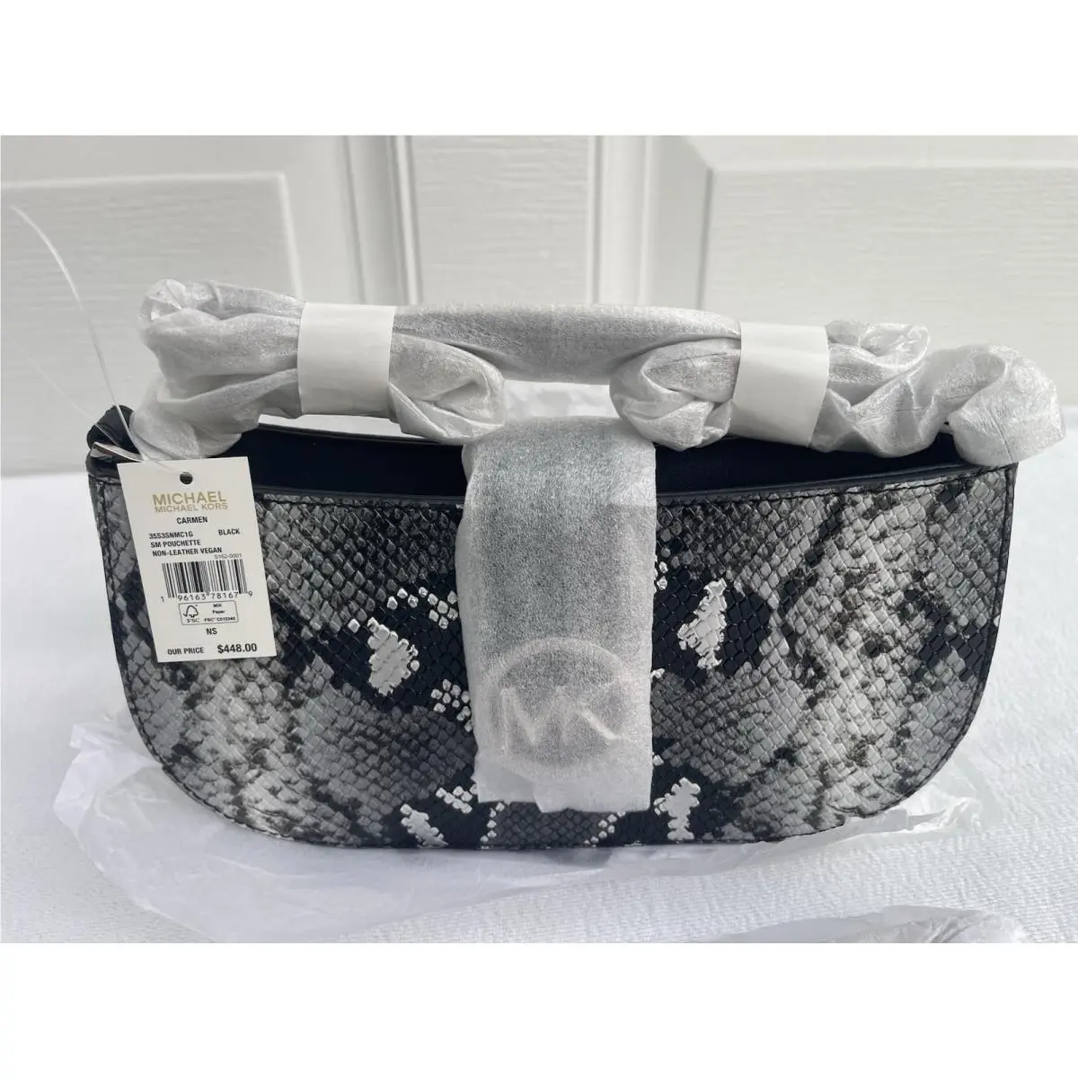 Michael Kors Carmen Small Two-tone Snake Non-leather Vegan Shoulder Bag - Black
