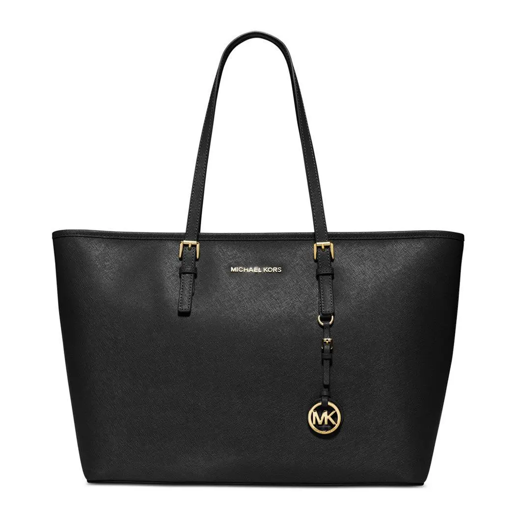 Michael Kors Jet Set Travel Saffiano Leather Carryall Tote Black