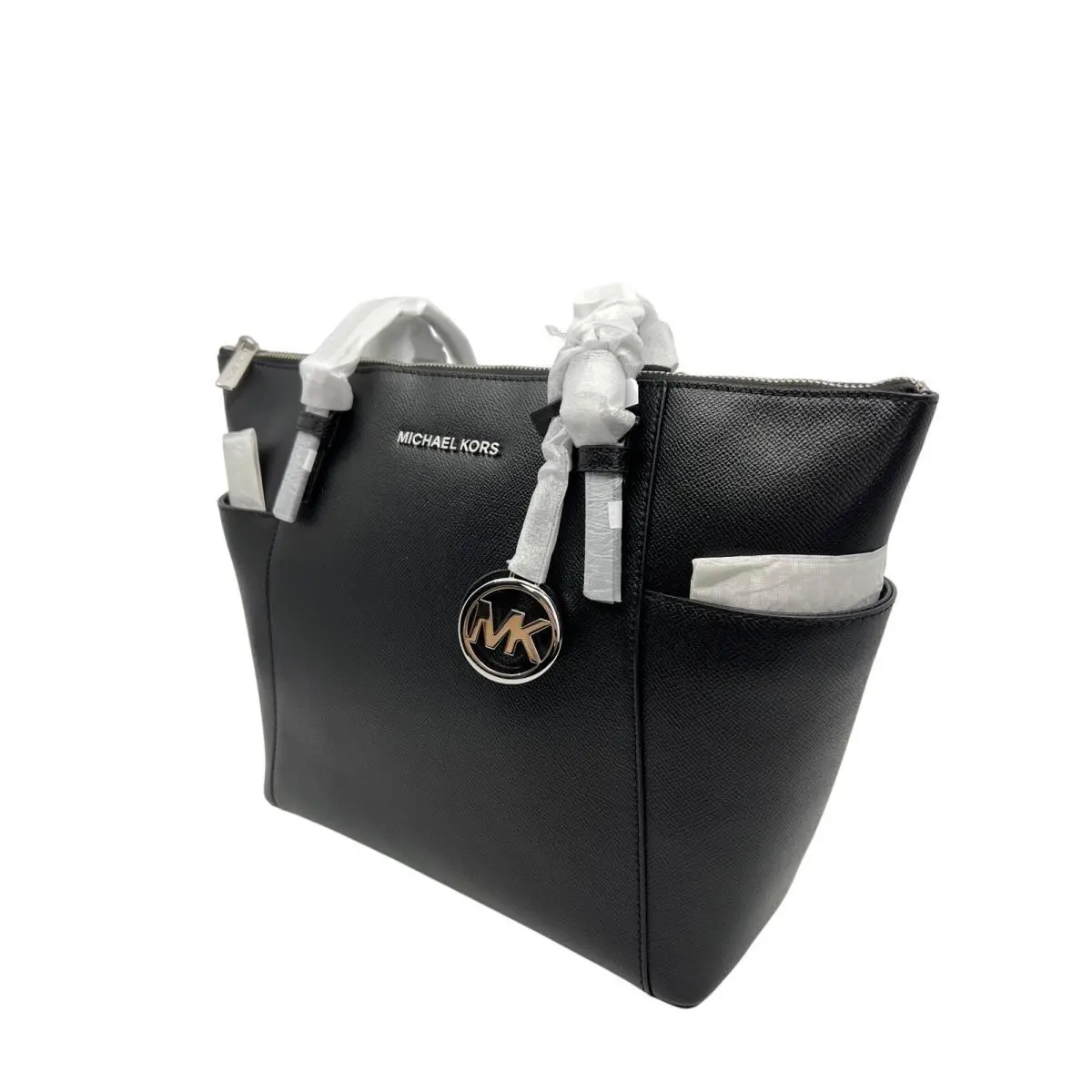 Michael Kors Jet Set East West Tote Black Leather Silver HW 30F2STTT8L
