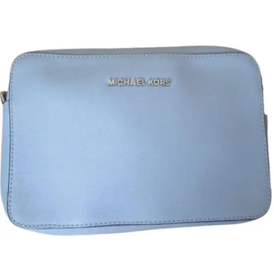 Michael Kors Outlet Jet Set Large Saffiano Leather Crossbody Bag 35F8STTC9L-Pale