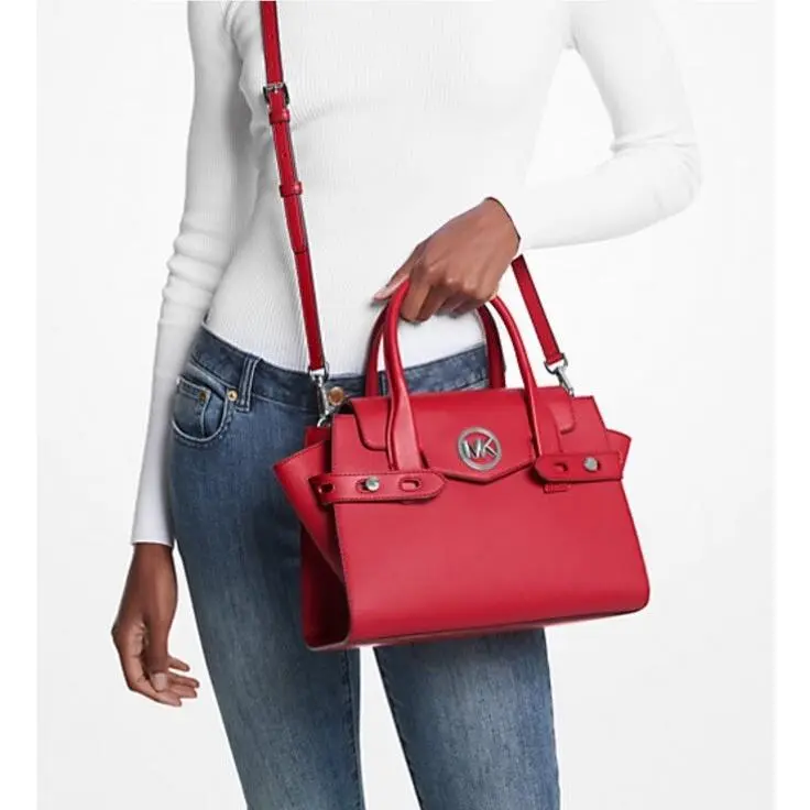 Carmen Medium Satchel Crossbody Messenger Bag Red Purse Tote by Michael Kors