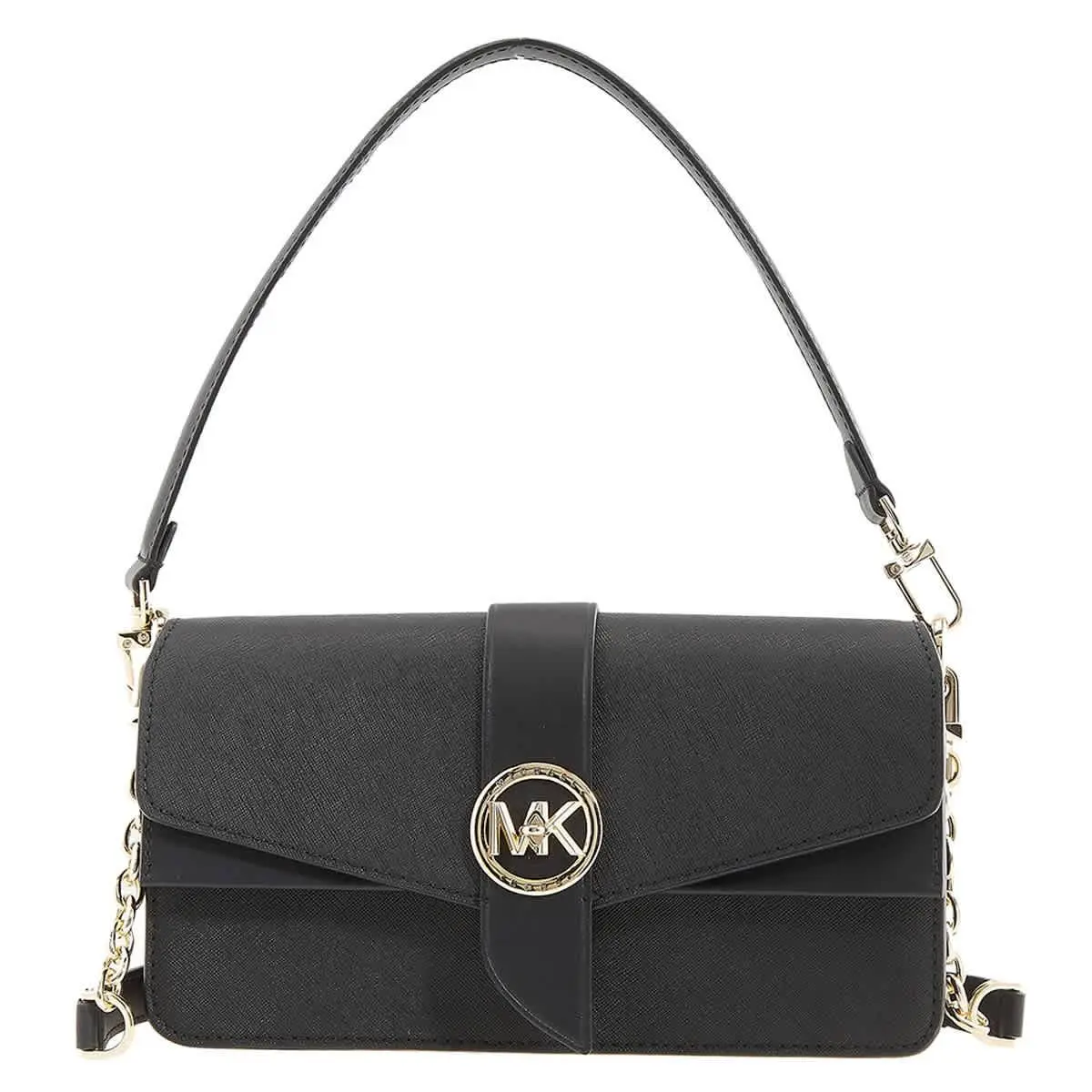 Michael Kors Ladies Greenwich Medium Saffiano Leather Shoulder Bag - Black