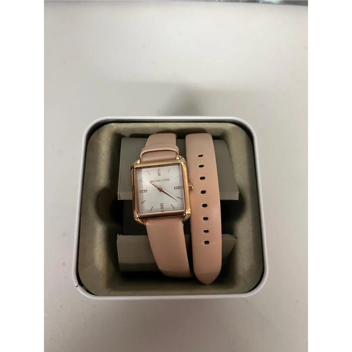 MK2826 Drew Blush Pink Leather Double Wrap Rose Gold Watch by Michael Kors