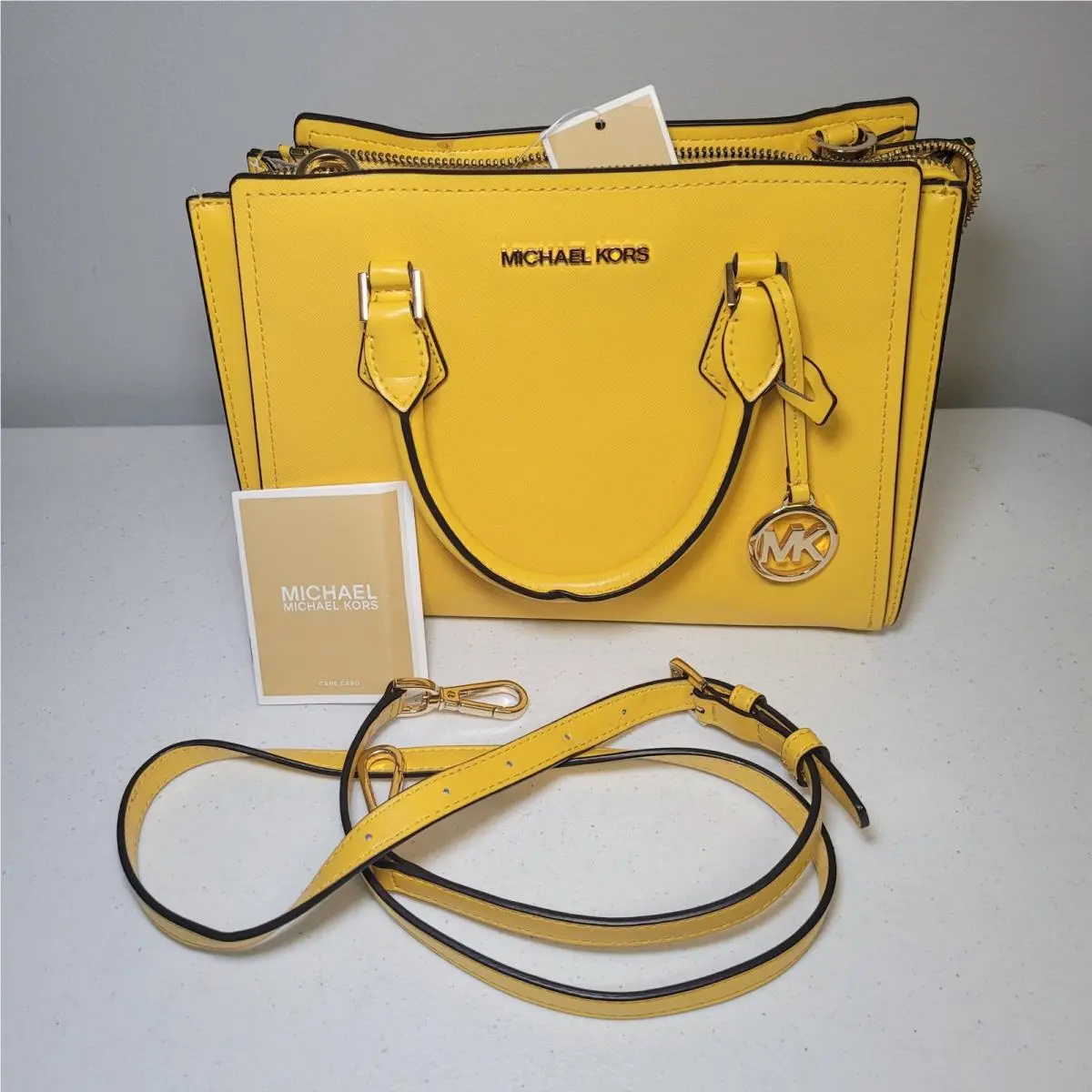 Michael Kors MK Medium Messenger Bag Crossbody Citrus Yellow Tags 35T0GWXM2L