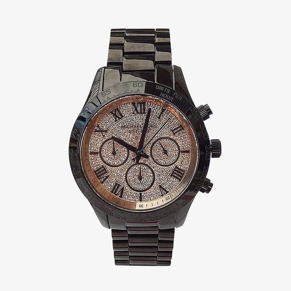 Michael Kors Chronograph Crystal Pave Dial Black S.steel Ladies Watch MK5978