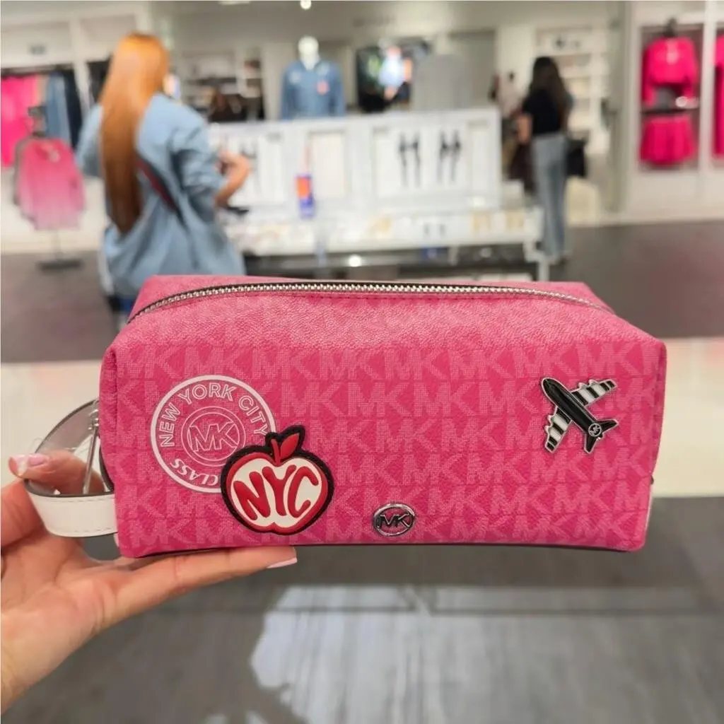 Michael Kors Travel Small Cosmetic Makeup Bag Hanging Storage Case Dragonfruit