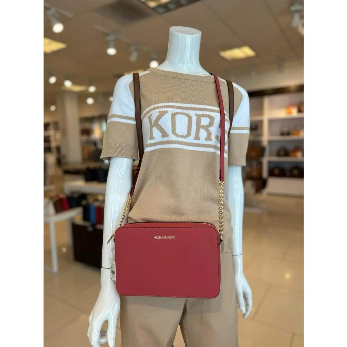 Michael Kors Jet Set Large Saffiano Leather Crossbody Bag 35T8GTTC9L-ltbry