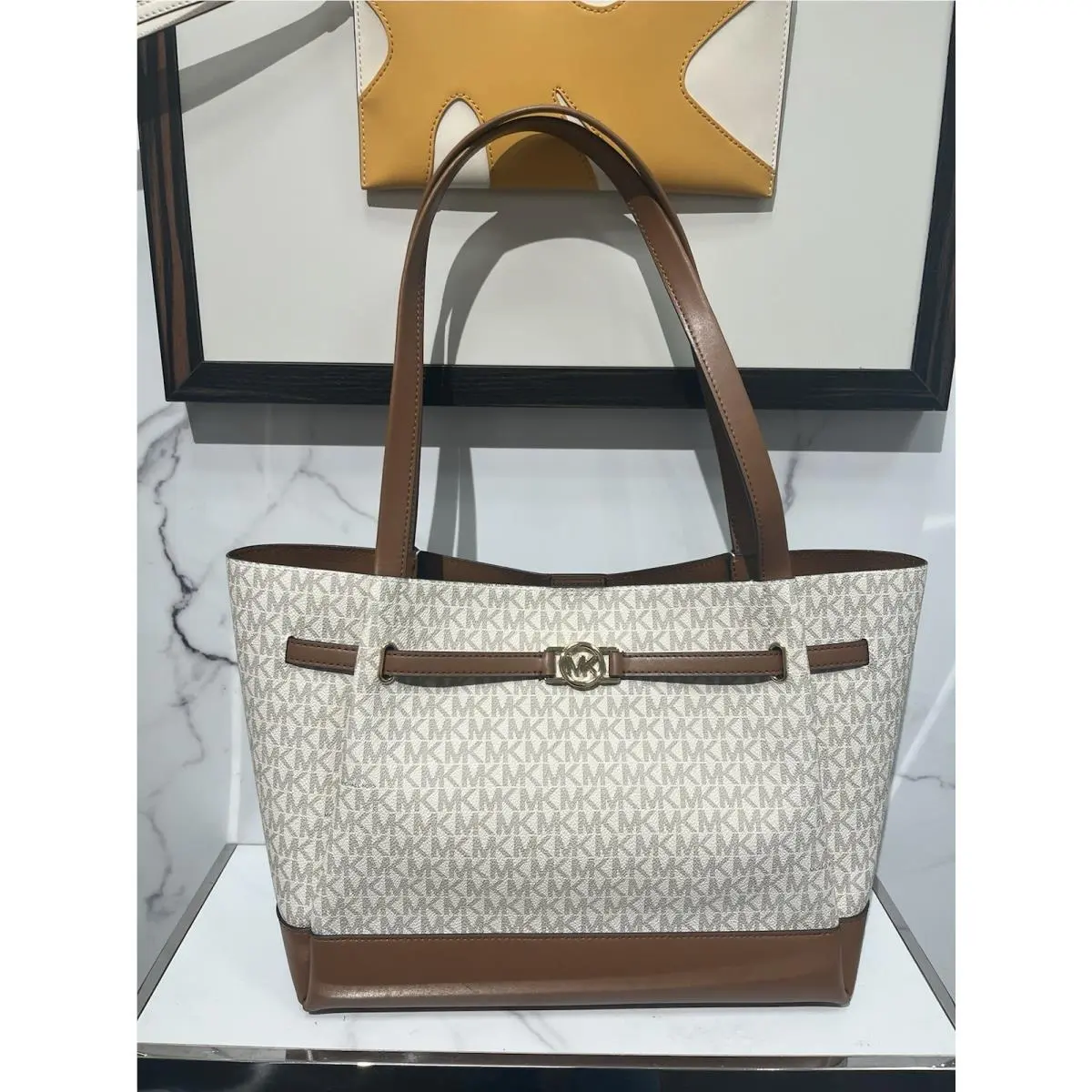 Michael Kors Reed Large Belted Tote Shoulder Bag Purse