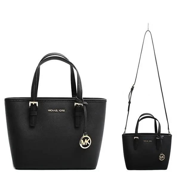 Saffiano Leather Extra Small Swingpack Crossbody Bag Black/gold by Michael Kors