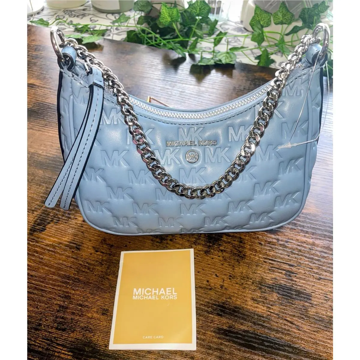 Michael Kors Jet Set Charm Nylon Mini Small Shoulder Pouchette Bag In Blue