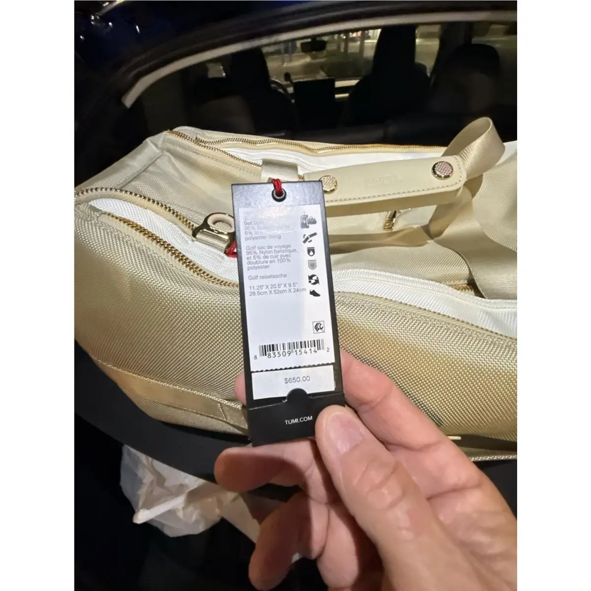 Golf Duffel Bag in Off-white Ballistic Nylon by Tumi