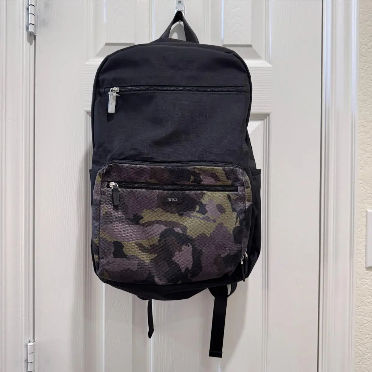 Tumi Foldable Packable Backpack Black Camo Nylon Travel Daypack 111097-8300
