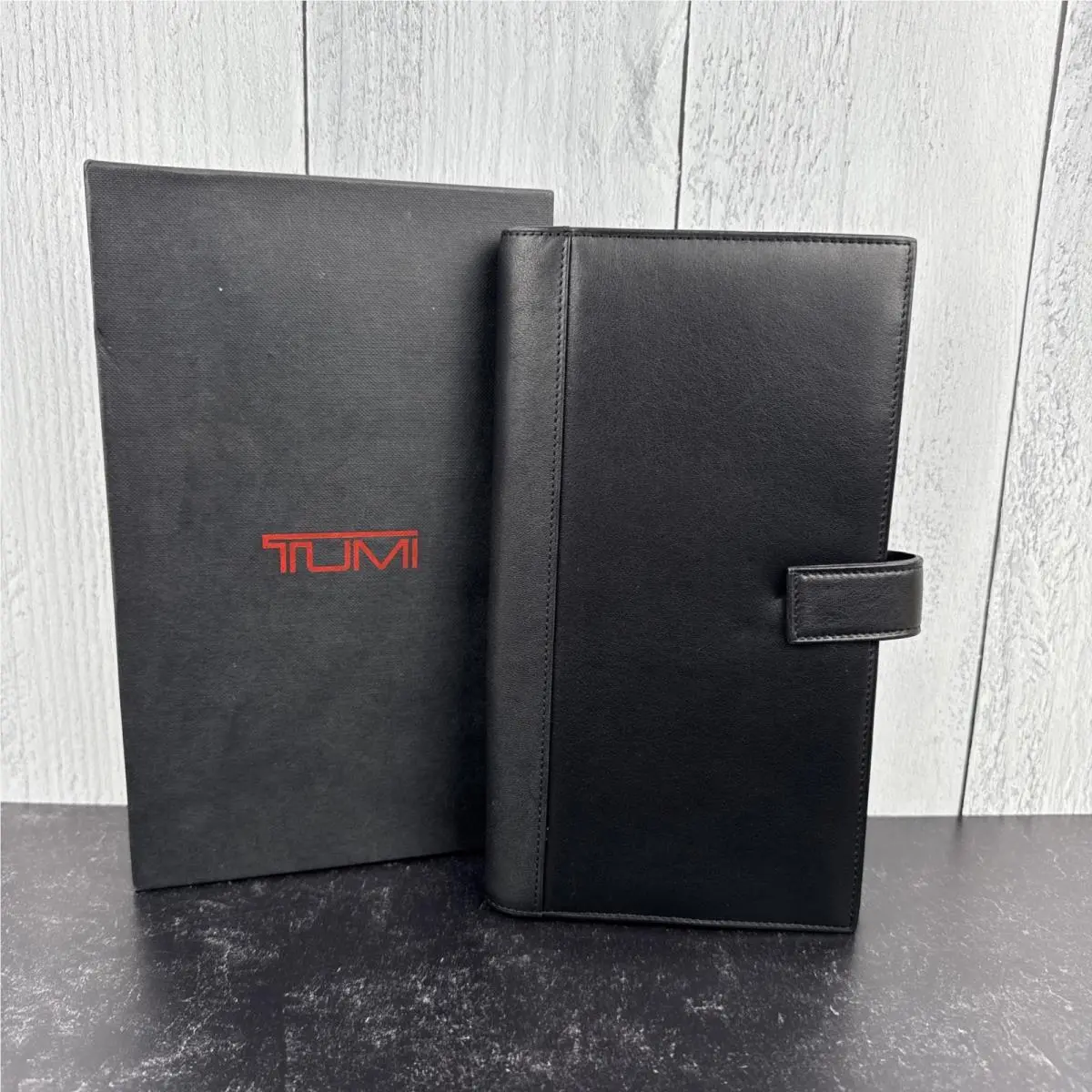 Tumi Modernist Ultimate Travel Organizer Passport Wallet Black Napa Leather