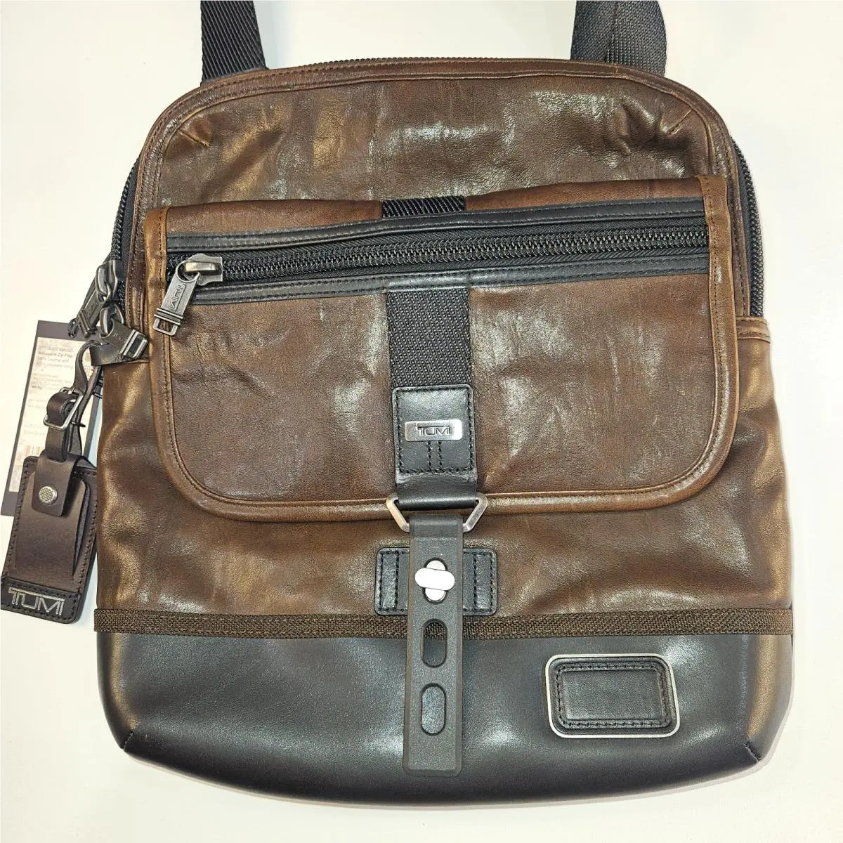 Alpha Bravo Full Leather Annapolis Expandable Messenger Bag Brown by Tumi