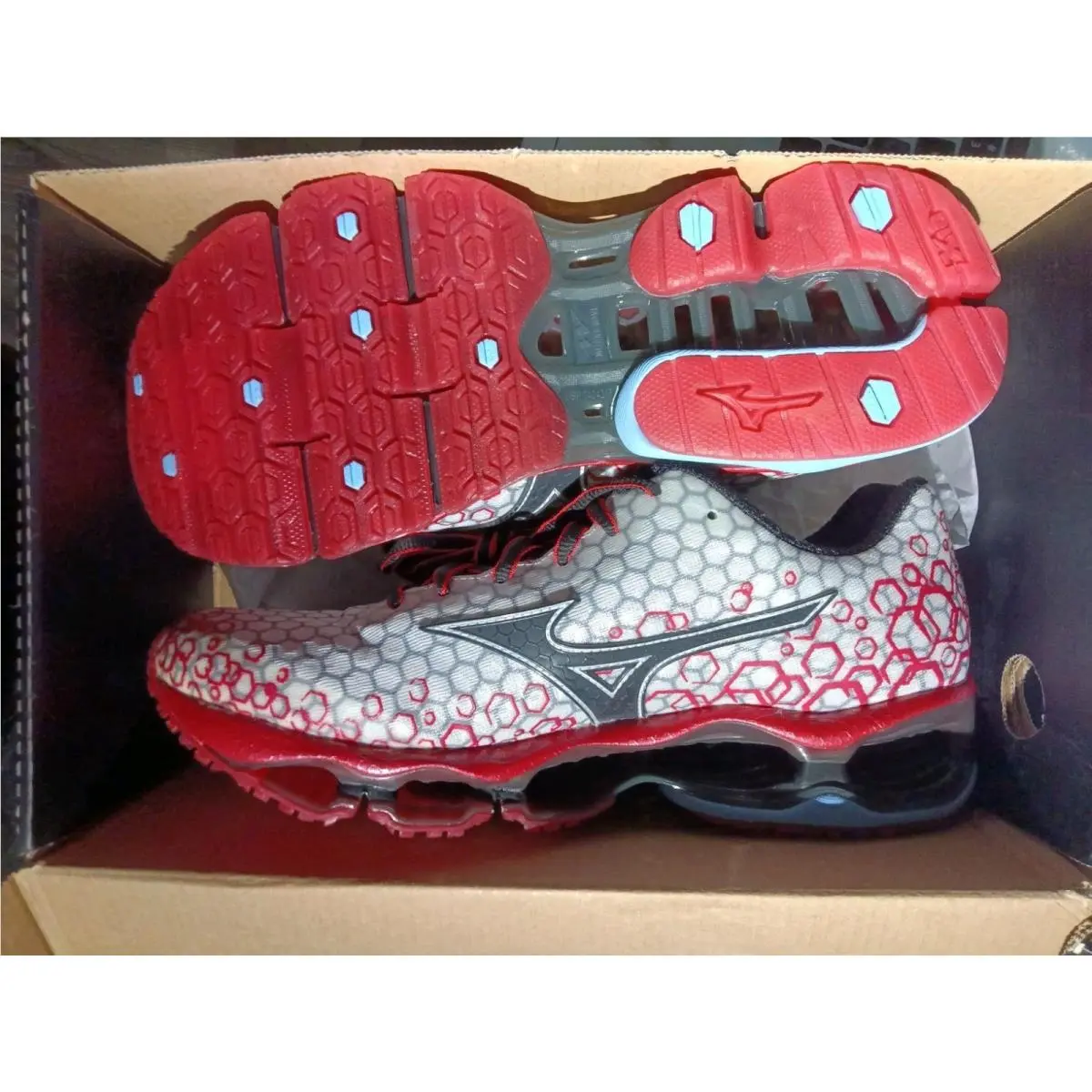 Mizuno Wave Prophecy 3 Running Red Black White J1GC140012 Mens Size 9