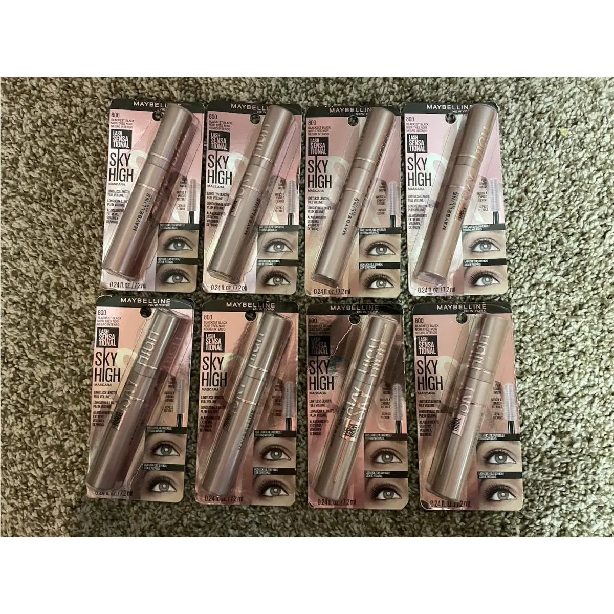 Lot 8 Maybelline 800 Sky High Lash Sensational Mascara Blackest Black