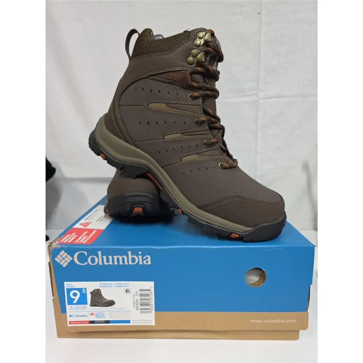 Columbia Gunnison 2 Omni Heat Mens 9.5 Thermal Boots Waterproof 200G Brown